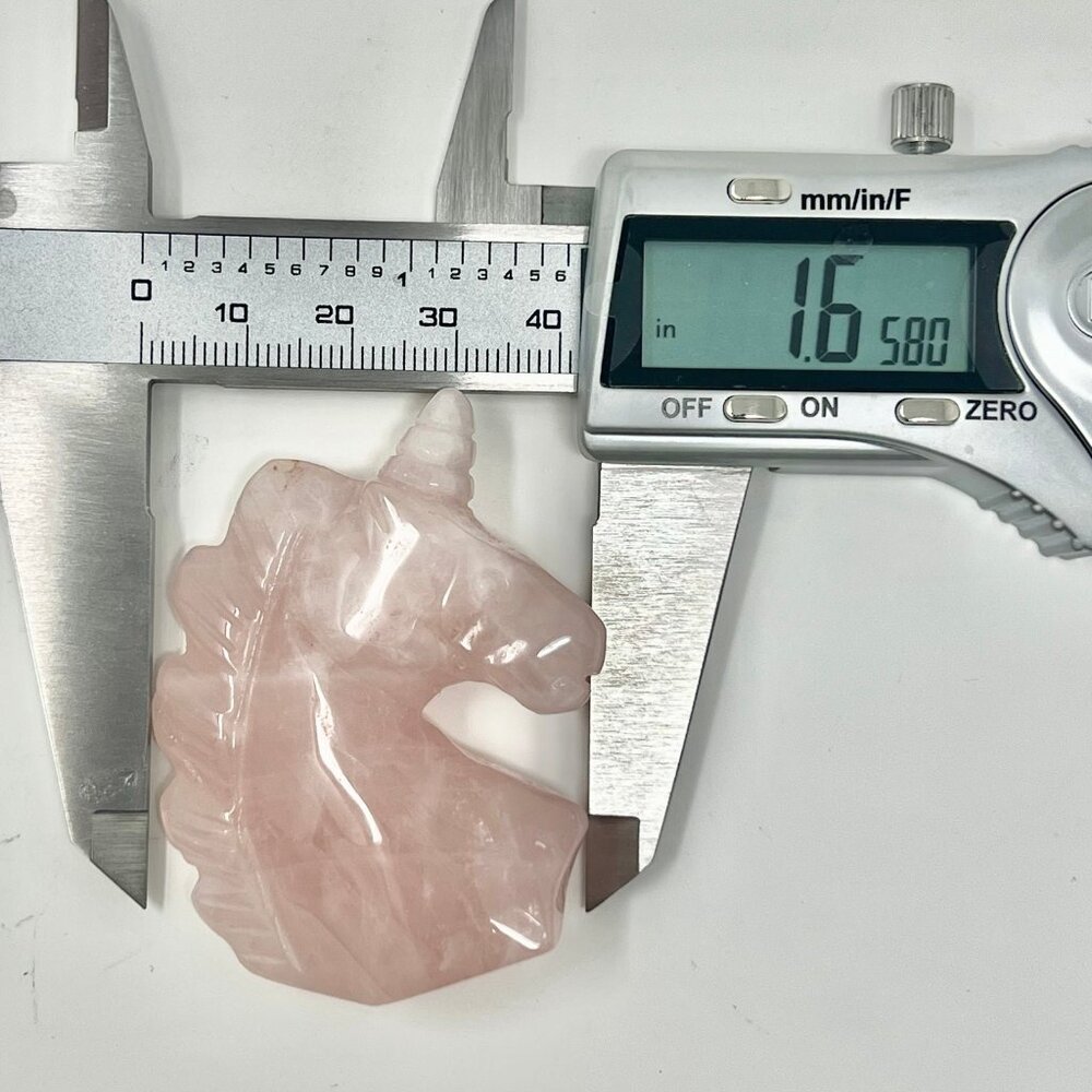 Rose Quartz Pink Unicorn Horse Carving Natural Crystal Stone Healing love - Picture 5 of 7